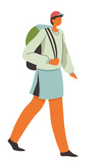 Wall Mural - man with backpack traveling, trekking or hiking