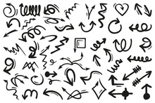 Hand Drawing Black Arrow Collection. Abstract Arrow Collection. Black Pointer Arrow Icons