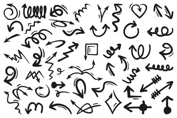 Leinwandbilder - Hand drawing black arrow collection. Abstract arrow collection. Black pointer arrow icons