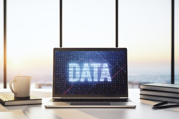 Poster - Creative Data word sign on modern laptop screen. 3D Rendering