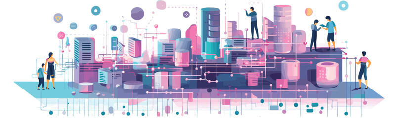 Wall Mural - digital data and big tech imagery vector simple 3d isolated illustration