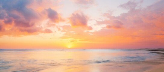 beautiful sunlight at ocean bay, panoramic beach travel landscape