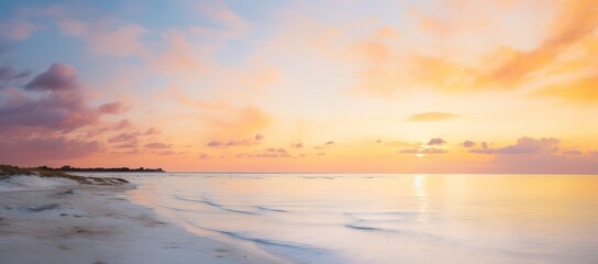 Wall Mural - beautiful sunlight at ocean bay, panoramic beach travel landscape