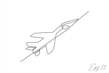 Wall Mural - fighter plane continuous line vector illustration