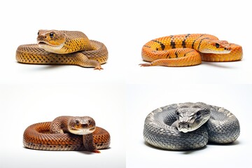 Canvas Print - set of snakes isolated on white background