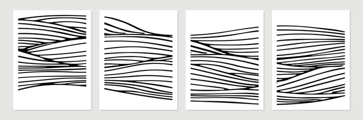 Poster - Set of vector organic abstract minimalist shapes in black on white background.