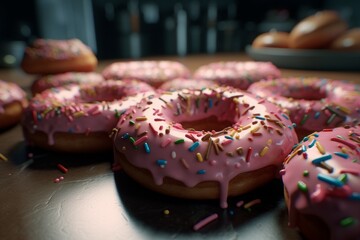Poster - Donuts glaze dessert. Generate Ai