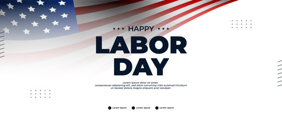 Wall Mural - blue happy labor day banner with american flag elements