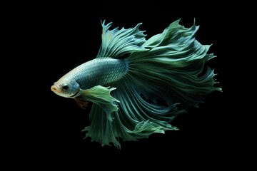 Wall Mural - The Siamese fighting fish colorful black background. Generative AI