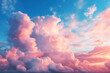 Beuatiful sky with pastel pink and blue clouds