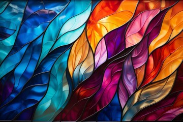 Impressive colorful leafs window. Generate Ai