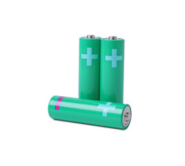 Wall Mural - New AA size batteries isolated on white