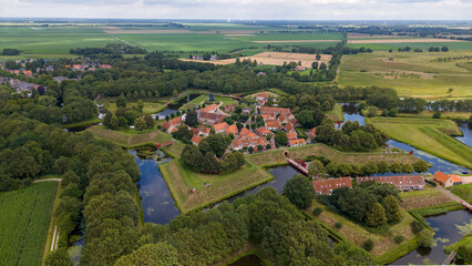 Aerial drone photo of fort Bourtange in Groningen