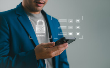 Leinwandbilder - Technology Concept of cybersecurity, information security and encryption, secure access to user's personal information, secure Internet access, cybersecurity. User privacy security and encryption