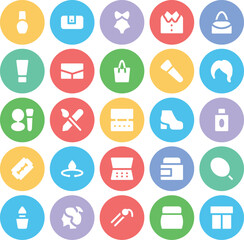 Sticker - Cosmetics and Apparel Bold Line Icons


