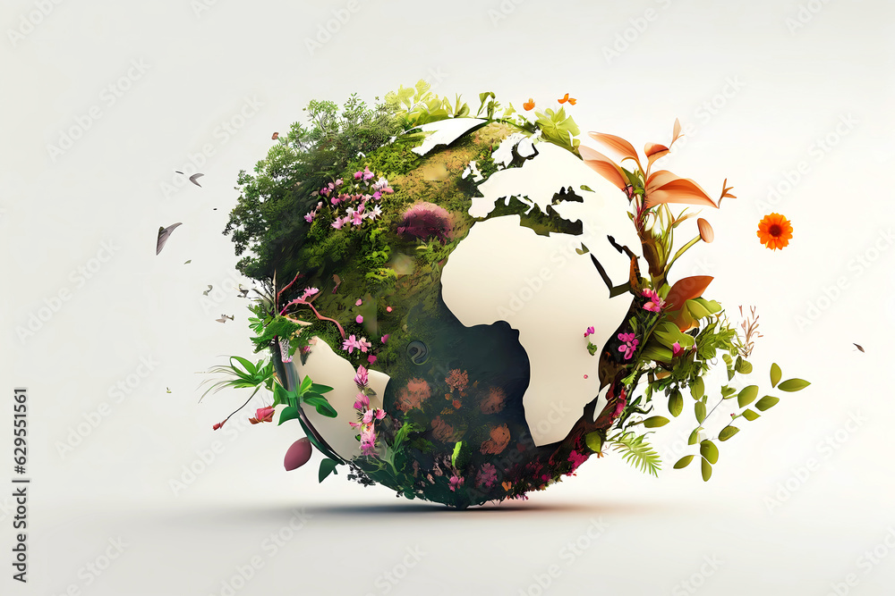 Planet earth with trees and flowers. Generative ai design. Stock ...