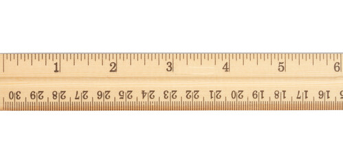 Wall Mural - Retro wood 6-inch ruler isolated on white