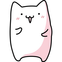 Sticker - Kawaii cute cat with blush cartoon comic character vector isolated