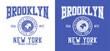 Brooklyn, New York t-shirt design with World globe. Sport tee shirt with Earth globe. Brooklyn apparel print in college style. Vector illustration.