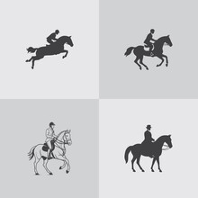 Silhouette Of A Man Riding A Horse Equestrian Sport