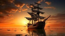A Wonderful Landscape With A Ship