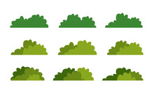 Cartoon Bush Collection. Set Of Bushes Isolated Vector Illustration Design Elements