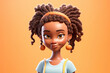 Cartoon virtual anime avatar of black young woman with hair and jewelry