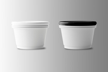 Wall Mural - Blank white Soup delivering cups mockup isolated on background. 3d rendering.