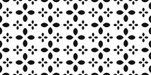 Large Black Quatrefoils Alternate With Two Small Ones. Pattern Of Petal Shapes On A White Background. Design For Textile, Pillows, Clothing, Background, Wrapping, Notebooks.