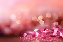 Pink Ribbon Awarness Month Concept Background With Bokeh Ai Generated Art 
