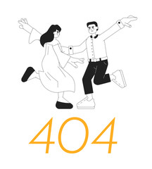 Poster - dancers dancing black white error 404 flash message. modern choreography. happy people. monochrome e
