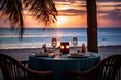 © nsit0108 - Luxury dinner beach view. Generate Ai