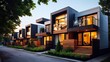 Modern Architecture: Exterior Designs of Modular Homes for Luxury Row House Living. Generative AI