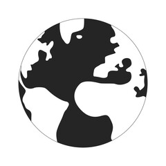 Poster - Earth flat monochrome isolated vector object. Livable planet with continents. Editable black and white line art drawing. Simple outline spot illustration for web graphic design