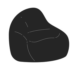 Wall Mural - Bean bag chair flat monochrome isolated vector object. Soft seat for chilling. Editable black and white line art drawing. Simple outline spot illustration for web graphic design