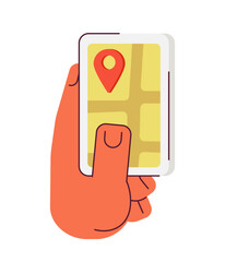 Fototapete - Hand holding gps smartphone semi flat colour vector object. Online navigation app. Editable cartoon clip art icon on white background. Simple spot illustration for web graphic design