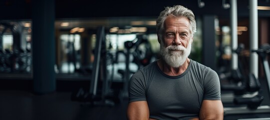 Portrait of Healthy Mature Fit Man at a Gym. Athletic Clothes. Aging Gracefully	