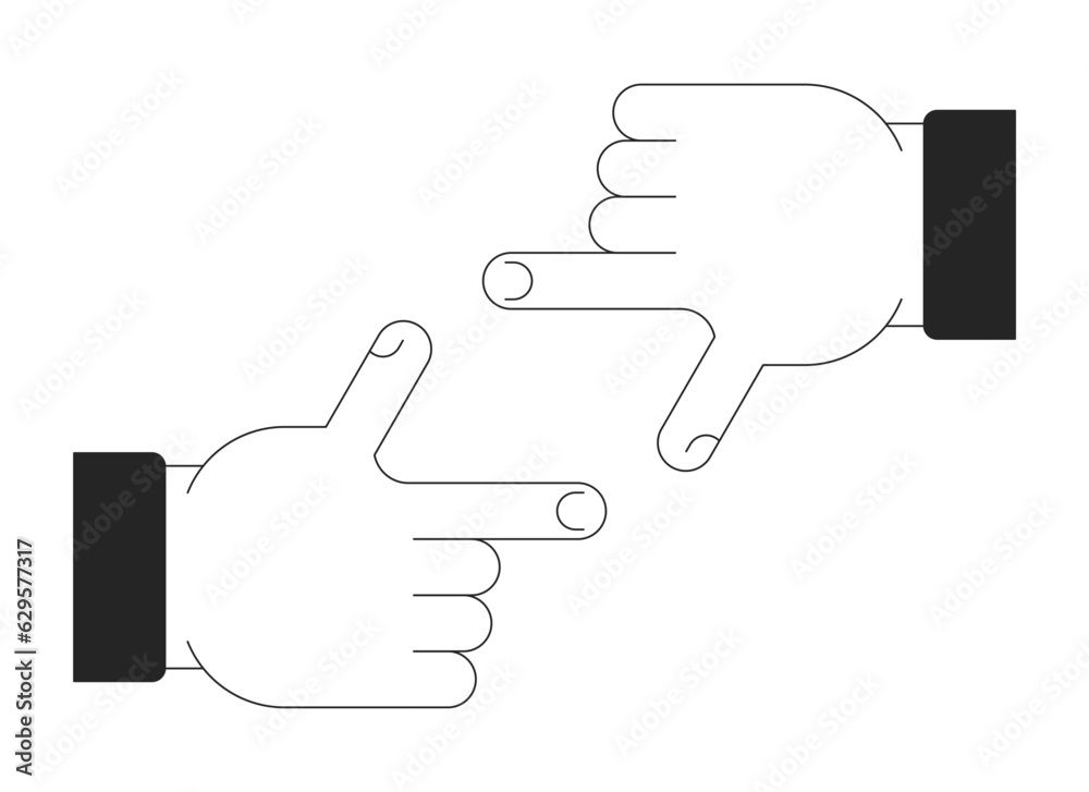 เวกเตอร์ Stock Finger framing flat monochrome isolated vector object ...