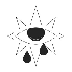 Poster - esoteric magic eye crying tears flat monochrome isolated conceptual clipart. sacred geometry. editab
