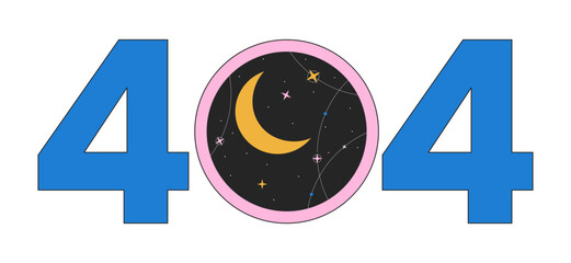 Poster - round window with starry moon night error 404 flash message. esoteric astrology. empty state ui desi