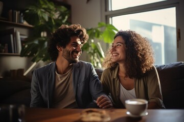 Poster - Illustration of diverse ethnic modern couples - Different ages - Created with generative ai 