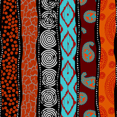 Leinwandbilder - Geometric abstract grunge vintage pattern. Ikat style. Seamless vector image.