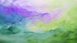 Fototapeta Londyn - Abstract oil painting with large brush strokes in white, green, mint, turquoise, blue, and purple pastel colors. Wallpaper, background, texture.