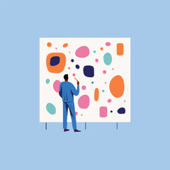 Wall Mural - man painting a work of art, vector illustration