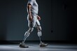 Disabled person with leg Cybernetic prosthetic leg. futuristic bionic prosthesis rehabilitation