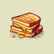 grilled cheese sandwich clip art illustration for menu, poster, web