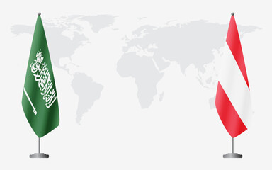 Saudi Arabia and Austria flags for official meeting