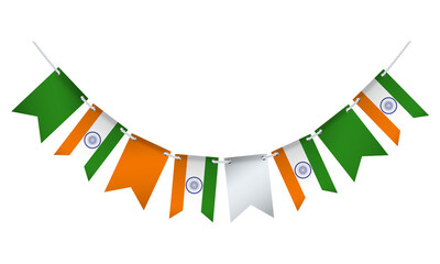 Wall Mural - Garland with the flag of India on a white background.