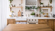 © brizmaker - wooden tabletop with empty space on kitchen background
