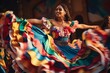 © Christian - Hispanic dancers performing a traditional folk dance, their colorful costumes swirling with movement